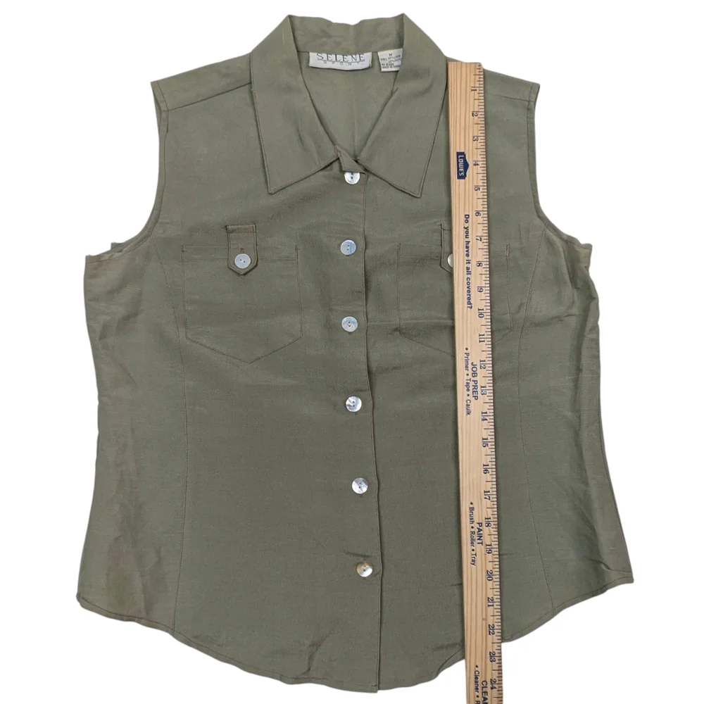 Women's Olive Sleeveless Jumpsuit - Picture 14 of 16